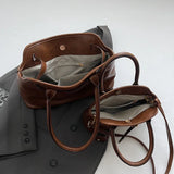 Pbong  PU Retro Tote Bag for Women Winter Trend New Fashion Y2K Handbags Females Travel Shoulder Crossbody Bags