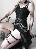 Goth Dark Split Mall Gothic Lace Sexy Bandage Midi Dresses Women Grunge Aesthetic Black Punk Sling Partywear Alternative Clothes