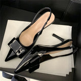 Pbong  Fashion Butterfly-kont Patent Leather Women Pumps Shoes Elegant Pointed Toe Thin High Heels Striptease Sandals