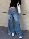 Pbong  Y2K Style New Rock Hip Hop Baggy Wide Leg Jeans Pants Women 90S Clothes Vintage Straight Lady Denim Trousers Ropa Mujer