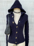 Korean Vintage Warm Knitted Autumn Winter Sweaters Simple High End Office Lady Punk Harajuku Cardigan Y2k 2000s Punk Jumper