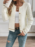 Women's Minimalist round Neck Long Sleeve Knitted Cardigan Sweater New Style Comfortable Soft Material Fashionable Outerwear