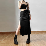Pbong  Skinny High Waist Retro Bow Split Skirts Summer Women's SKirt New Sexy Solid Color Fashion Maxi Skirt for Women Clothing