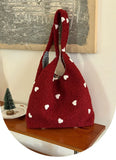 Pbong  Korean Sweet Love Plush Underarm Bag for Women's New Large Capacity Red Tote Shoulder Bags