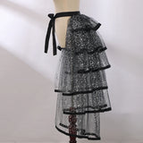 Pbong  Steampunk Tulle Tutu Skirt Women Medieval Gothic Cocktail Club Ruffles Punk Mermaid Overskirt