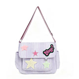 Pbong  Women Cute Star Pattern Shoulder Bags Lightweight Minimalist Checkered Sling Pack Wear- Commute Work Tote Purse