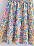 Pbong  Flower Printed Chic Mini Dress Flying Sleeve Backless Ruffles Women Dresses Sexy Holiday Floral Party Ladies Vestidos
