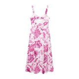 Sexy Fashion Backless Slim Fit Hollow Embroidery Printed Long Dress Rosered V-neck A-line Party Dress Summer Woman Clothing 2025