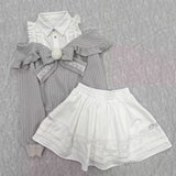 Y2k Japan Style Kawaii 2 Piece Skirt Sets 2000s Sweet Patchwork Tops + Slim Mini Skirts Harajuku Vintage Long Sleeve Suit Chic