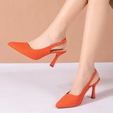 Womens High Heels Slingback Pumps Sexy Pointed Toe Stiletto Heel Sandals Women Summer Buckle Prom Dress Shoes Plus Size 43