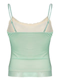 Sweetown Green Lace Patchwork Two Layers Mesh Y2K Camisole Sleeveless Slim Sexy Cute Crop Top Women Summer Vacation Tanks Camis