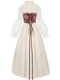 Gothic Medieval Dress Women Vintage Long Sleeve Sweetheart Dress Soild Court Style Dresses Formal Banquet Prom Party Dresses