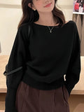 Batwing Long sleeve Knitted Pullover Women 380g Thick Off shoulder Top Korean Fashion Sweater Loose Casual Autumn Outwear Pull