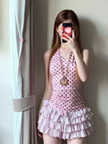 Y2k Japanese Harajuku Slim Polka Dot Camis 2000s American Vintage Sexy Hot Girl Sleeveless Tops Korean Fashion Seeet Tanks Chic