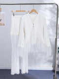 Pbong   Sexy Lace Blazer Pants Women Set Casual V-neck Single Breasted Coat See Through Trousers Sets Summer Autumn Lady Suit New