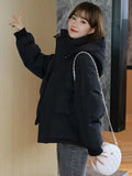 Loose Cotton Coat Women Autumn Winter New Fashion Korean Short Bread Clothing Thick Warmth Hooded Padded Jackets Feminina