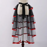 Pbong  Steampunk Tulle Tutu Skirt Women Medieval Gothic Cocktail Club Ruffles Punk Mermaid Overskirt