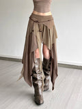 Pbong  Weird Puss Trendy f-length Skirt Irregular Patchwork Women's Faionable Spicy Long Skirt Casual High-waist A-line Skirt