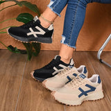 Pbong  Women Sneakers Leather Casual Woman Lace Up Sport Shoes Luxury Platform Shoes Womens Leisure Light Anti-slip Running Shoes