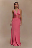 2025 Summer Backless Sexy Maxi Dress Women White Black Gown Lace Patchwork Halter Deep V Neck Sleeveless Party Club Long Dresses