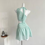 Summer 2000s Aesthetic Y2k Vintage Off Shoulder Dress Frock Party Shoujo Girl Hollow Out One-Piece Evening Gyaru Coquette Prom
