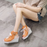 Pbong  Women Sandals  New Lady Platform Wedges Sandals Zipper Comfortable Women's Sandals Open Toe Casual Summer Sports Shoes