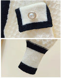 Women's Cardigan with Pearl Button Long Sleeve Knit Sweater Jacket Coat Cardi Autumn Winter Elegant French Chic Outfit