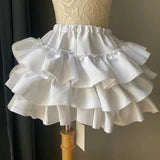 Pbong  Japanese Kawaii Mini Pleated Skirts Womens JK Jupe Sweet Lolita Solid Color Skirt Y2k Aesthetic Ruffled High Waist Faldas