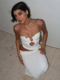Strapless Hollow Out Sexy Maxi Dress Women Gown Summer New Off-shoulder Backless Sleeveless Beach Club Long Dress