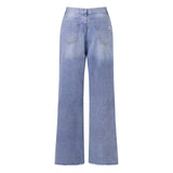 Pbong  y2k Denim Pants Fashion Women Clothes Solid Color High Waist Wide Leg Loose Fit Ripped Jeans Casual Trousers Streetwear