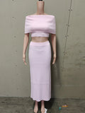 Slash Neck Crop Top And Long Skirt New Matching Sets Cotton Blend Vacation Beach Spring Summer Outfits Knit Elegant Women Sets