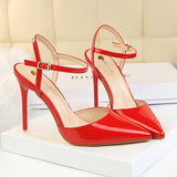 Shiny High Heels Slingback Gold Silver Women Pumps Metallic Sandals Stiletto Pointy Heeled Shoe Wedding Party Woman Sandals 10cm
