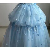 High Quality Blue One Shoulder Bridal Wedding Dress and Evening Dress Fashionable Slimming Banquet President's Puff Skirt