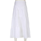 Fairycore Floral Edge A-line Long Skirt White Coquette Aesthetic Skirts Y2K Holiday Party Casual Outfit Sweet Skirts