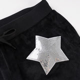 Pbong  Casual Sequined Star Pattern Flare Pants Y2K Basic Basic Low-Waisted Pants Women Autumn Spring Fashion Streetwear Ladies