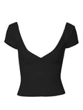 Fairy Coquette Y2K Vintage Skinny T-Shirt Sexy Low Cut V Neck Crop Top Korean Elegant Chic Women Slim Fit Tees Streetwear