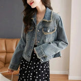 New Spring Summer 2025 Loose Versatile Elegant Women's Denim Coat Casual Temperament Korean Version Female Cowboy Outwear