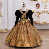 Children's Rococo Baroque Historical Period Dress Girls 18th Century Victorian Flower Dress Kids Drama Costume
