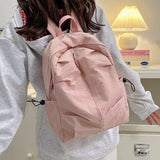 Pbong  New Student Schoolbag for Girl solid color simple and lightweight travel backpack trendy Korean style daily backpack