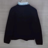 Knitted Women's Cardigan Embroidered Letter Pocket Single Breasted Women's Knitted Sweater Jacket Detachable Ruffle Collar