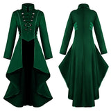 Pbong  Latest medieval dress, tailcoat, flip collar, irregular hem, retro long top, European and American fantasy adventure set