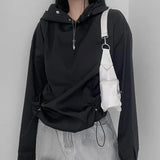 Pbong  Autumn Korean Solid Hoodies Women's Clothing Long Sleeve Hooded Y2k Tops Casual Loose Fashion Drawstring Sweatshirt