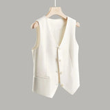 Women's Vest Coat 2025 Spring Autumn High-end Sleeveless Ladies Suit Vest Jacket Temperament Fashion Lady Blazer Horse Clip