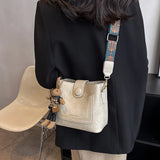 Pbong  Vintage Women Faux Leather Crossbody Bag with Wide Printed Strap Unny Charm, Retro Shoulder Purse for Women Daily Commute Use