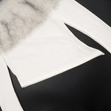 Pbong  New Autumn Furry Patchwork Long Sleeve Off-Shoulder Asymmetric Top Women's Fashion One Shoulder Temperament Elegant Top