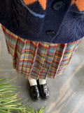 Christmas Rainbow Plaid Woolen Pleated Skirt Japanese High-waisted Slim Skirt Sweet Vintage Fashion Faldas Para Mujeres