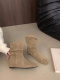 Elegant Comfortable Women's Shoes Autumn Winter Height-increasing Women's Boots Retro Minimalist Midsole Round Toe Boots 44