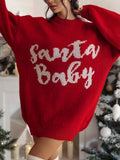 Pbong  Winter Autumn New Christmas Dress Women European American Sweet Jacquard Knit Long Sleeve Party Theme Dress