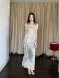 Hollow Out Vintage Bodycon Long Dress For Woman Summer 2025 Sleeveless Tunics Modest Evening Party Ladies Midi Dress