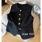 New Ladies Vest Coat 2025 Spring Sleeveless Design Sense Women's Waistcoat Jacket Solid Color High End Short Lady Horse Clip